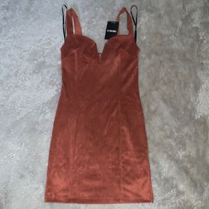 Suede Orange Tone Mini Dress